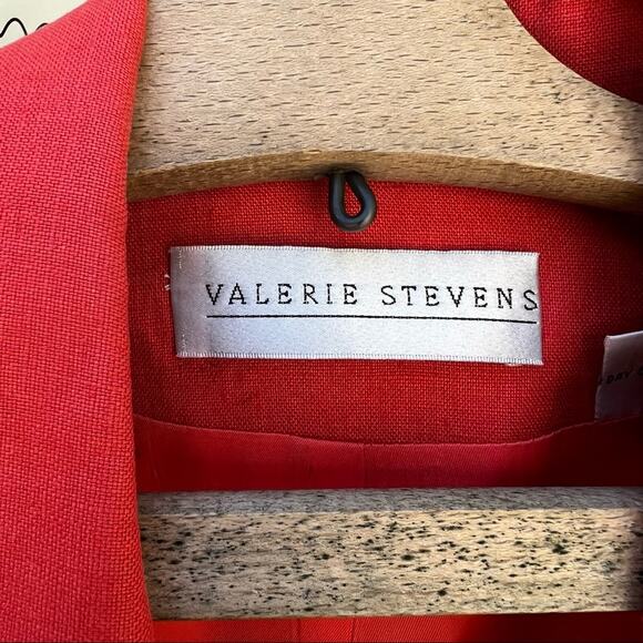 Vintage 90s Valerie Stevens Linen red orange boxy oversized long blazer 8 - Picture 6 of 7